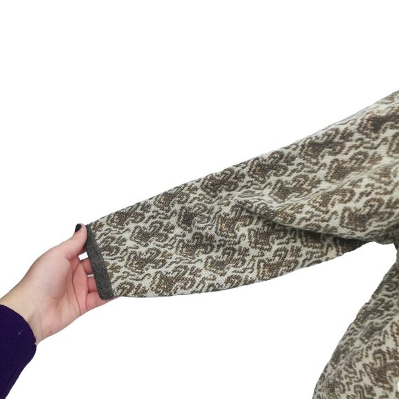 Vintage Glanamere Wool Open Front Cardigan Sweater Size L Gray Geometric - Picture 9 of 12